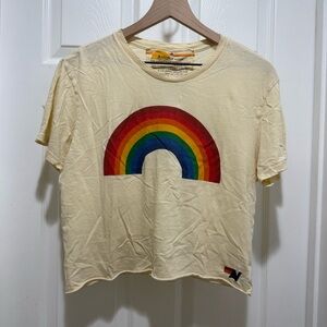 Aviator Nation Cream Rainbow Short Sleeve Tee